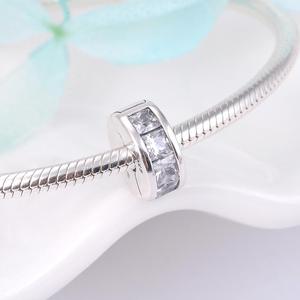 Vòng tay bạc Ý 925 thật, mặt tròn vuông đính zircon, khóa cài, làm đồ trang sức, bán buôn - Product Image 2