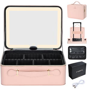 Professional <b>Makeup</b> Bag with LED Mirror Travel Cosmetic Train <b>Case</b> Large <b>Makeup</b> Artist Bags for Cosmetics Nail Tools - Product Image 1