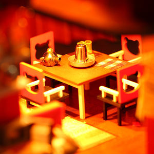 Nuovo anno fai da te in legno in miniatura Panda cinese con sedia e scrivania Mini stile giocattolo nuovo anno Set di case delle bambole - Product Image 5