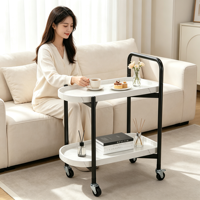 Table Basse Mobile Multifonctionnelle Moderne en Bois Écologique et Fer, avec Chariot de Rangement, Facile à Nettoyer