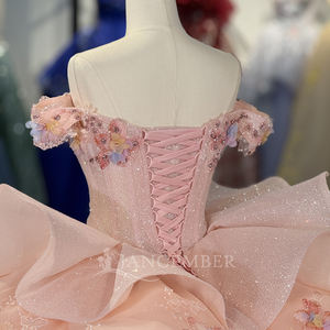 Vestido de Quinceañera de Gasa Brillante Antiestático Natural Dy6878-2, Vestido de Fiesta de Lujo con Apliques, Perlas y Lentejuelas, Vestido de Gala para Quinceañeras - Product Image 6