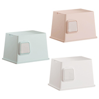 Bac à litière pour chat avec porte coulissante bidirectionnelle avec logo personnalisé Toilette à litière pour animaux de compagnie pliable et portable Conception en plastique facile à nettoyer