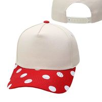 Casquette de baseball vierge OEM ODM à 5 panneaux, multi-motifs, avec visière, broderie personnalisée du logo, en coton crème, à rayures bicolores et pois, unisexe