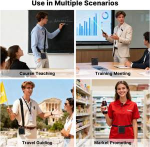 เครื่องขยายเสียงไร้สายสำหรับครู 2 ไมโครโฟนแบบหนีบเสื้อแม่เหล็ก ไมโครโฟนพกพาขนาดเล็กแบบแฮนด์ฟรี พร้อมสายคล้อง - Product Image 5