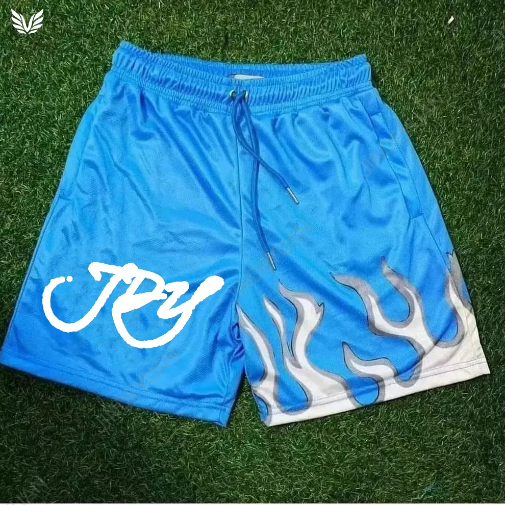 Jindeyuan Custom Mannen Sublimatie Print Dubbellaags Mesh Shorts Gym Korte Sport Strand Basketbal Trekkoord Shorts