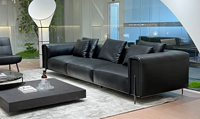 Ensemble de canapés de luxe en cuir de style moderne pour projets hôteliers, avec revêtement en coton écologique en forme de L
