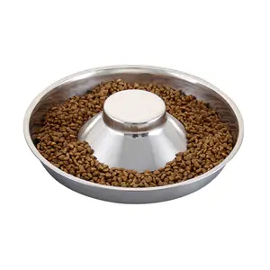 Novo tipo pet slow food bowl aço inoxidável pet bowl Alimentador para pequenos animais