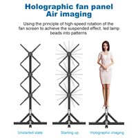 Ventilador Proyector Holográfico 3D de 1*3, 45cm 50cm 60cm 65cm, Pantalla Publicitaria con Soporte, Lámpara Holográfica, Ventilador de Pantalla con Soporte para Empalme
