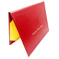Porta Diplomas de Cuero PU, Carpeta de Cuero para Certificados, Funda para Informes A4 con Logotipo y Tira Decorativa en el Lomo