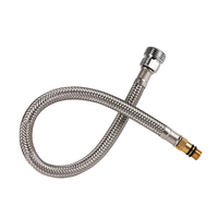 Tuyau d'arrosage flexible en acier inoxydable 304 tressé et durable avec ligne rouge, connecteur d'alimentation en eau flexible, anti-fuite