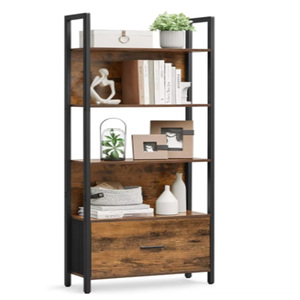 Modern 5 katmanlı kitaplık ahşap Panel Metal endüstriyel teşhir standı raflar oturma odası depolama ekranı için çekmeceler içeren - Product Image 1
