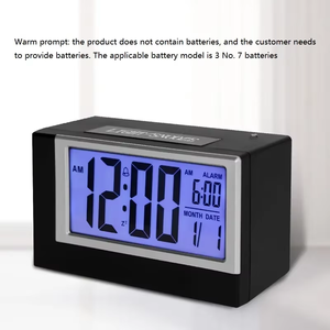 <span class=keywords><strong>Réveil</strong></span> numérique électronique rétro simple avec rétroéclairage, fonction snooze, calendrier et radio, optionnel pour chambre d'enfant, maison ou bureau - Product Image 4