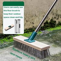 Brosse à balai de pont en fil d'acier inoxydable à long manche brosse d'épurateur de sol de nettoyage extérieur