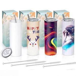 Nuevo Vaso de Acero Inoxidable de 20oz para Sublimación, Vaso Recto de Doble Capa con Aislamiento y Pajita - Product Image 1