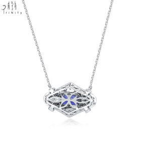 Hong Kong Supplier Wholesale Export Natural Diamonds & Sapphire <b>Necklace</b> Jewelry Handmade 18K Solid White Gold Pendant <b>Necklace</b> - Product Image 2