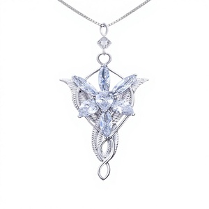 Collier chaîne en alliage de style européen et américain avec strass, motif <span class=keywords><strong>Anneaux</strong></span> du <span class=keywords><strong>Seigneur</strong></span>, Princesse Elfe, Étoile du Crépuscule, unisexe - Product Image 1
