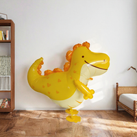 Ballon en aluminium Dinosaure Jaune de Dessin Animé Marchant avec Cœur, Décoration de Fête d'Anniversaire pour Enfants, Accessoires de Photomaton, Vente en Gros