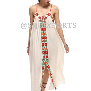 Vestido Maxi Largo de Algodón Hecho a Mano Estilo Vintage con Bordado Floral Bohemio y Encaje Transpirable para Mujer Talla Grande - Product Image 5