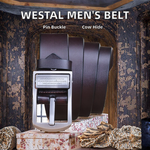 Ceinture en cuir de vache véritable pour homme WESTAL Style, ceinture élastique à boucle à ardillon, ceinture de mode pour jeans pour homme - Product Image 3