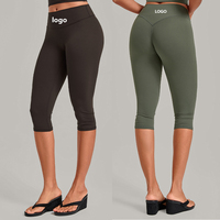 Celana Capri Yoga Pelangsing Panjang Penuh Bahan Spandex/Nilon Olahraga Lari Luar Ruangan Kebugaran Pengontrol Perut Pengangkat Bokong Elastis