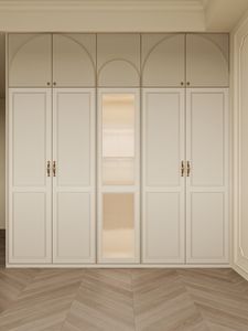 Armadio Walk-in di Lusso Francese Bianco Durevole con Pannelli Regolabili, Moderno Guardaroba in <span class=keywords><strong>PVC</strong></span> con Ante in MDF, Arredamento per Camera da Letto - Product Image 5