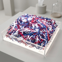 100g de rubans en papier froissé rouge, blanc et bleu, en forme de cœur, pour la décoration de boîtes cadeaux patriotiques USA, idéal pour la fête de l'Indépendance