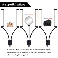 Lampe multimédia RGB pleine couleur, équipement de beauté, double bras, 50W, LED dimmable, anneau lumineux pour caméra vidéo et maquillage avec trépied