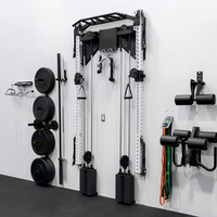 Appareil de musculation multifonction mural pliable avec blocs de poids, rack à squats et système de poulies fixe pour exercices à câble croisé