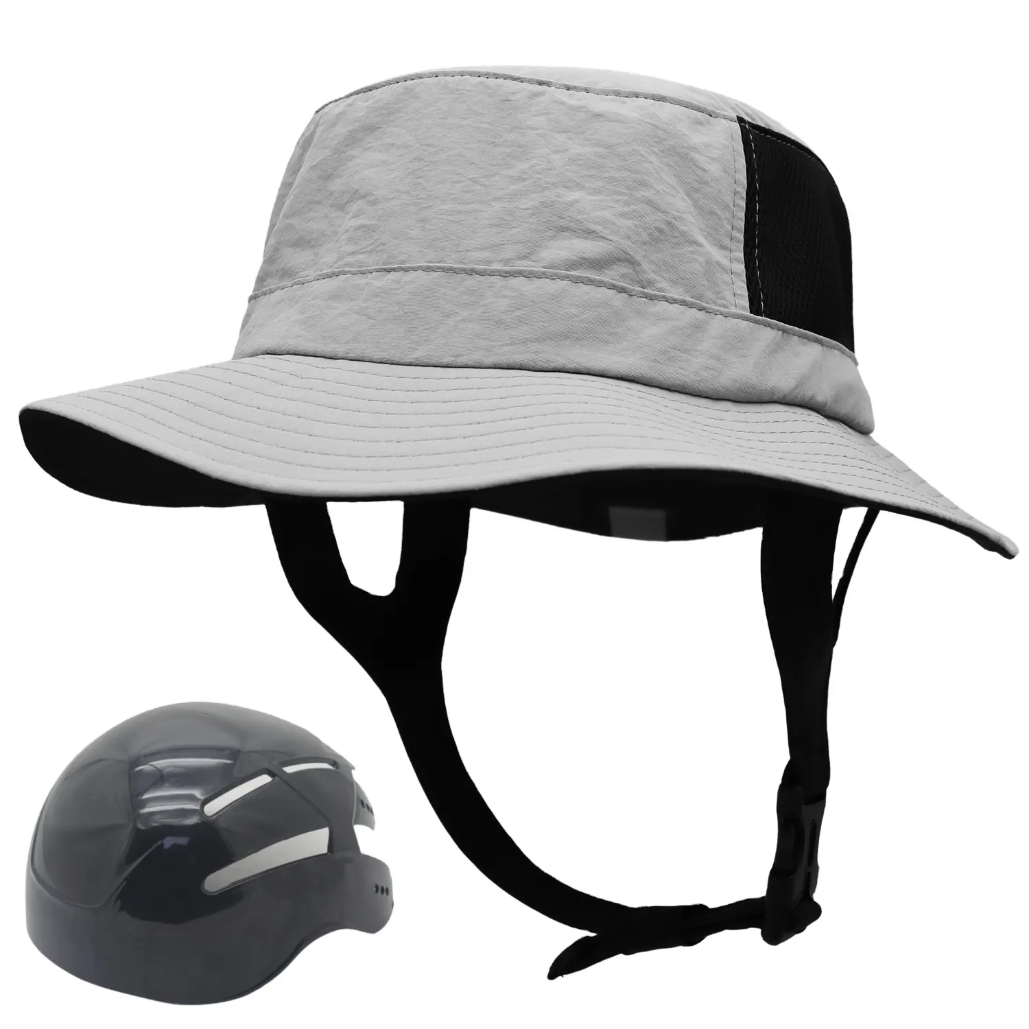 Proteção solar com aba removível do pescoço para surfar, canoagem, esportes aquáticos Bucket Surf Hat with helmet bump cap