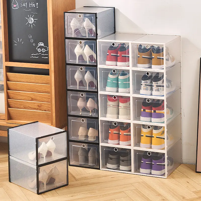 Home Decor Racks Modern Foldable Jordans Shoe Storage Box Stackable Organizer Plastic Shoe Rack Cabinet