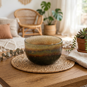 Polished Bohemian Design Large <b>Glass</b> Snack <b>Serving</b> <b>Bowl</b> Set Dishwasher Safe for Home Dining - Product Image 1