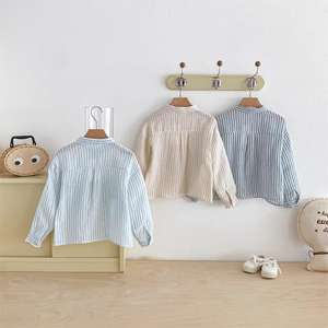 Nouvelle <span class=keywords><strong>chemise</strong></span> décontractée à manches longues rayée pour garçon, collection printemps-automne, vêtements pour bébés et enfants - Product Image 2