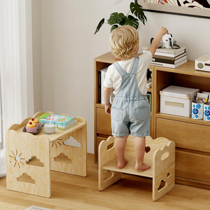 <span class=keywords><strong>Table</strong></span> et chaises multifonctionnelles en bois pour tout-petits, ensemble <span class=keywords><strong>table</strong></span> et chaise pour bébés <span class=keywords><strong>de</strong></span> 1 à 3 ans - Product Image 5