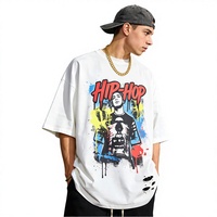 T-shirt en maille unie respirant 230 g/m² Polyester/Coton Coupe Ample Hip Hop Épais Épaules Tombantes Streetwear Vente en Gros