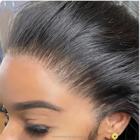 Perruques Top Hair 360 sans colle, invisibles, à sangle réglable, lisses, avec dentelle transparente et cordon de serrage