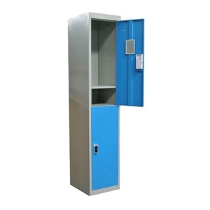 Casier en acier simple à 2 portes et 2 niveaux avec serrure à clé, étanche et durable, pour le rangement des vêtements des élèves - Product Image 1