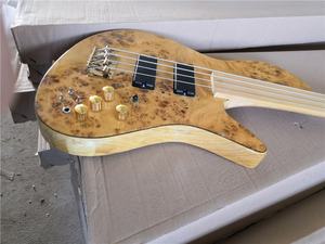 Guitare <span class=keywords><strong>basse</strong></span> électrique Flyoung à <span class=keywords><strong>4</strong></span> <span class=keywords><strong>cordes</strong></span>, corps en bois naturel, manche traversant, sans frettes - Product Image 4