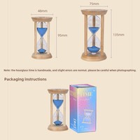 现代1M/3M/5M/10M/15M/30m玻璃沙钟木制沙漏计时器，用于家庭教室厨房餐厅客厅装饰
