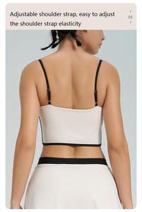 Conjunto de 2 piezas para mujer, ropa deportiva de cintura alta, falda de tenis, Sujetador deportivo de dos colores, Yoga, gimnasio, sin espalda, K4558, venta al por mayor - Product Image 3