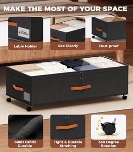 Conteneurs de rangement sous lit réglables de 90 L avec couvercles transparents, rangement sous lit avec roulettes pour vêtements, chaussures, couvertures - Product Image 4