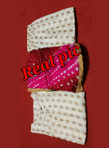 Ensemble Kurta, pantalon et dupatta en rayonne, imprimé doré, style ethnique, avec dupatta Bandhej, tenue traditionnelle à manches courtes, pour occasions festives - Product Image 2