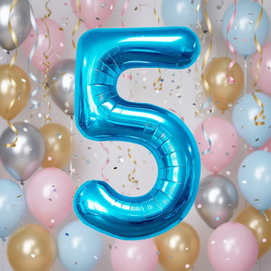 Party Love Number Balloon Blue 45cm Metallic Foil <b>Birthday</b> Party Kids <b>Decoration</b> - Product Image 4