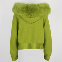 OFTBUY 2025 hiver automne manteau décontracté à capuche véritable col de fourrure de renard solide court tricoté veste vêtements d'extérieur pull femmes fermeture éclair chaud