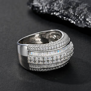 Anello da Uomo Largo Multiriga con Moissanite VVS, in Argento Sterling 925, Taglio Baguette, Stile Iced Out Hip Hop, Accessorio per Creazione Anelli - Product Image 3