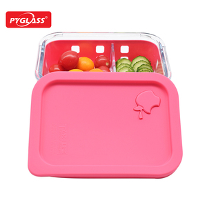 Mới Nhất Bán Chạy Nhất Lò Vi Sóng An Toàn Bento Trưa Box Với Silicone Tay Áo/Thủy Tinh <span class=keywords><strong>Container</strong></span> Thực Phẩm Với 2 Ngăn - Product Image 6