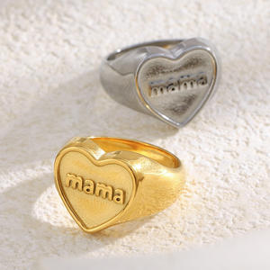 Anillos de Acero Inoxidable con Baño de Oro de 14k, Diseño de Corazón Plano, Hipoalergénicos, Talla Grande, Estilo Moderno, Venta al por Mayor, Modelo <span class=keywords><strong>Benjamin</strong></span> Nugget - Product Image 2