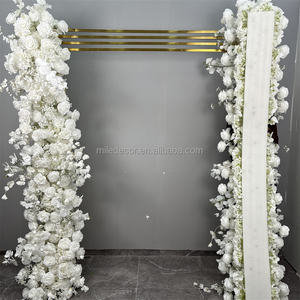 Top qualité mariage Isle ivoire toile de fond arc fleurs rangée soie Rose blanc <span class=keywords><strong>Table</strong></span> fleur coureur pour allée décoration - Product Image 6