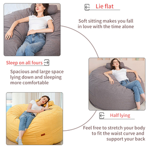 ISapromo cadeaux nouveau Design 5FT pouf housse de canapé confortable Fuax lin pouf pour enfants adulte 7ft pouf couverture - Product Image 5