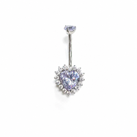 Anneau de nombril en titane ASTM F136 G23 avec cluster de zircone cubique triangulaire, bijou de piercing pour nombril, anneau de nombril à suspension fileté intérieurement