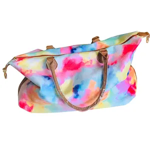 QIMENG moda 2020 nuevo estilo acuarela caramelo Tie Dye colorido arcoíris Weekender bolsa